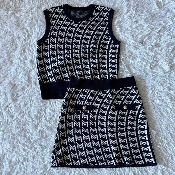 NWT Maje Navy and White Matching M-Knit Sweater Vest and Skirt Set Size M - Picture 5 of 7